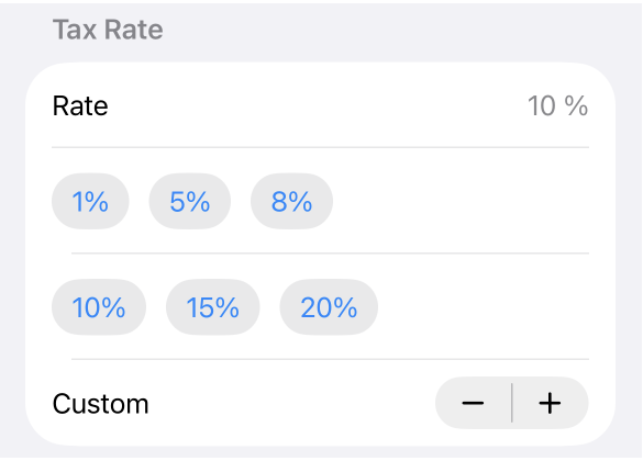 Tax calculation settings