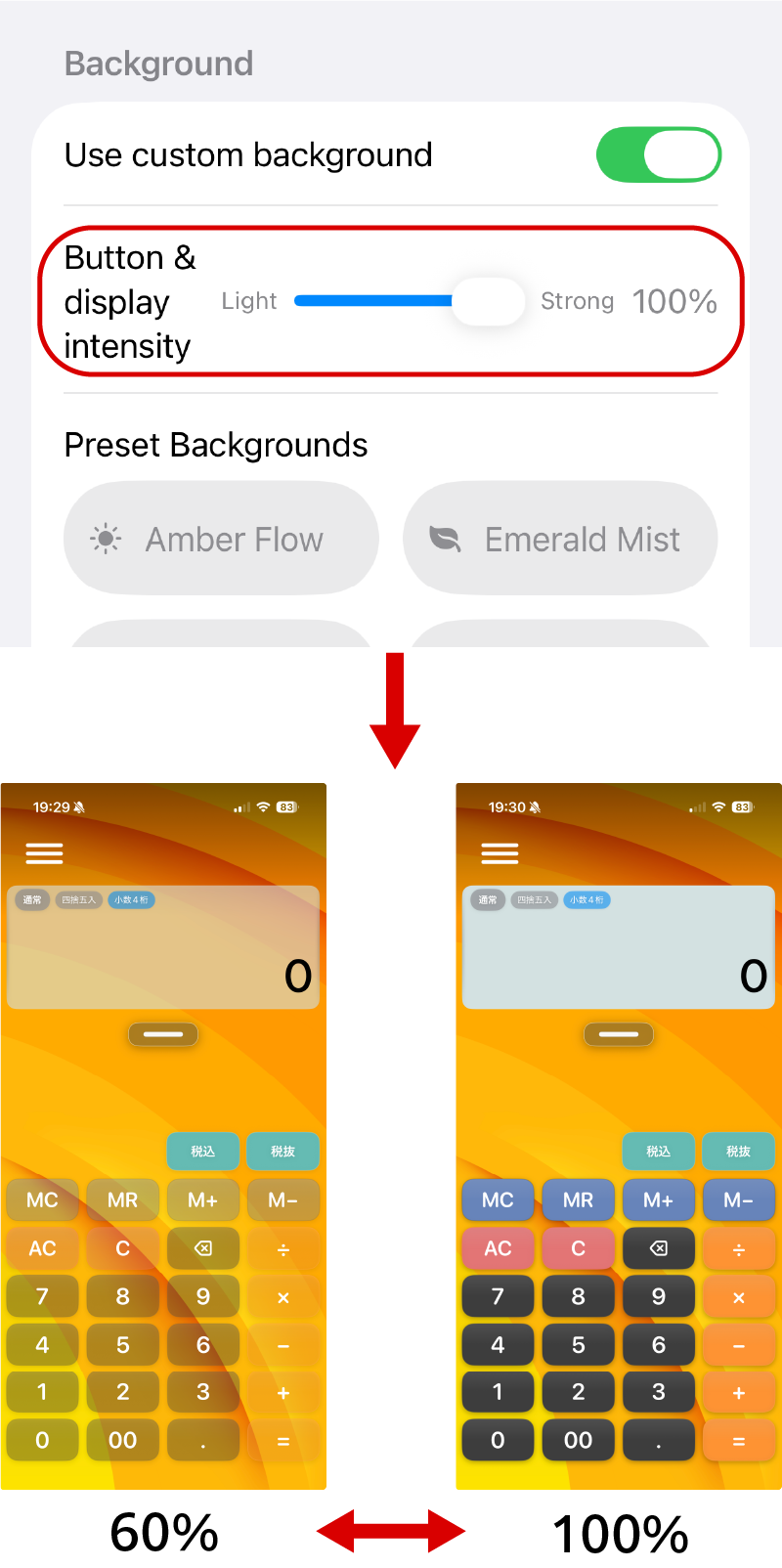 Button & display intensity
